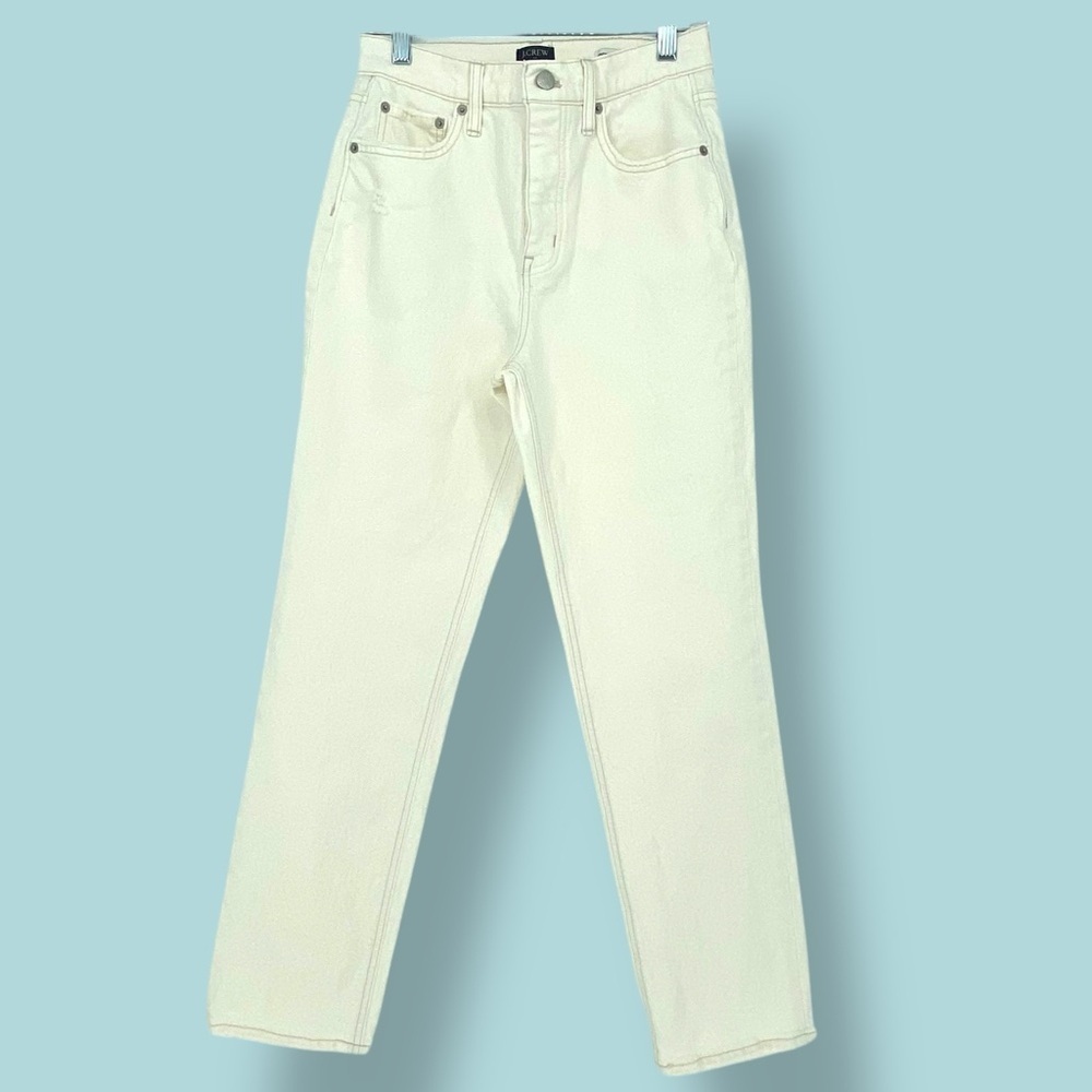 J.Crew Premium High-Rise Straight Jeans - Reimagined Cream - Off White Sz 25